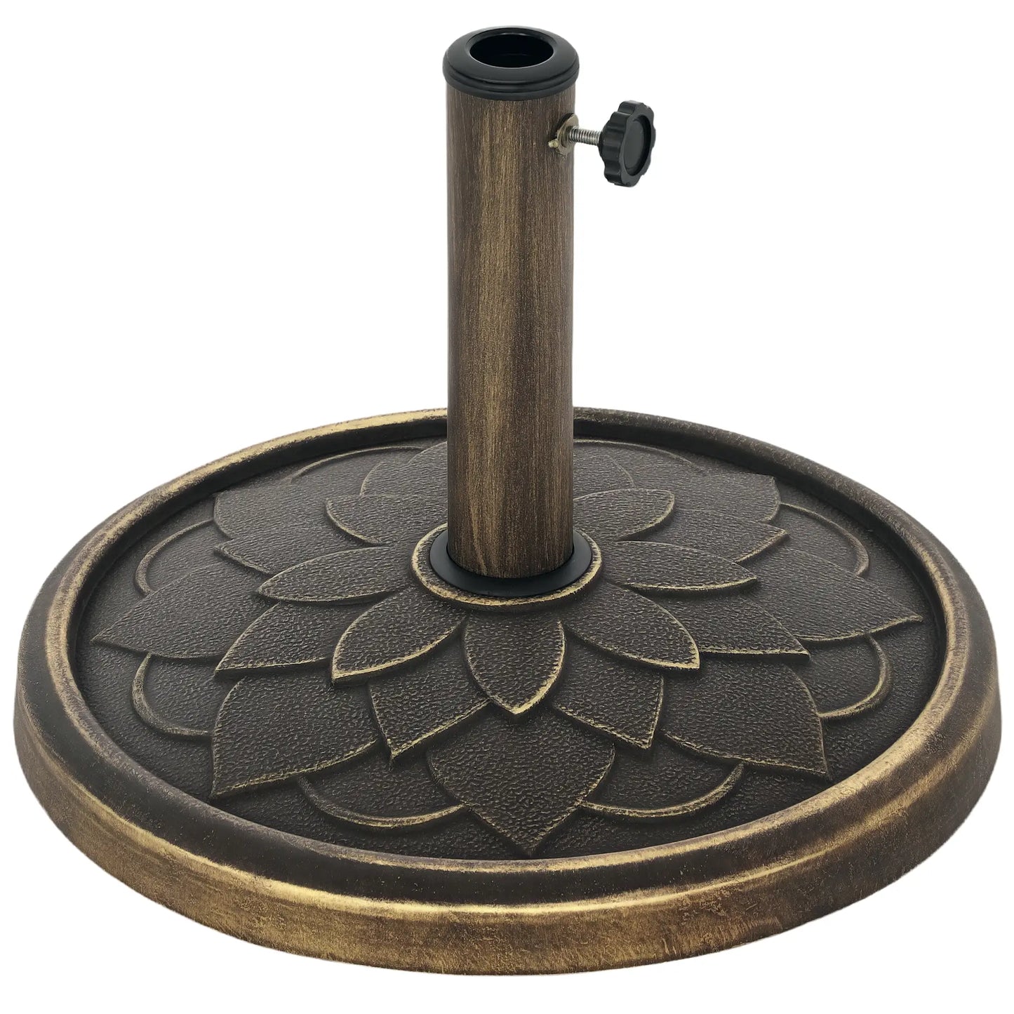 Round Patio Umbrella Base, 26 lbs Resin Stand, Heavy Duty Holder, Bronze Umbrella Bases at Gallery Canada