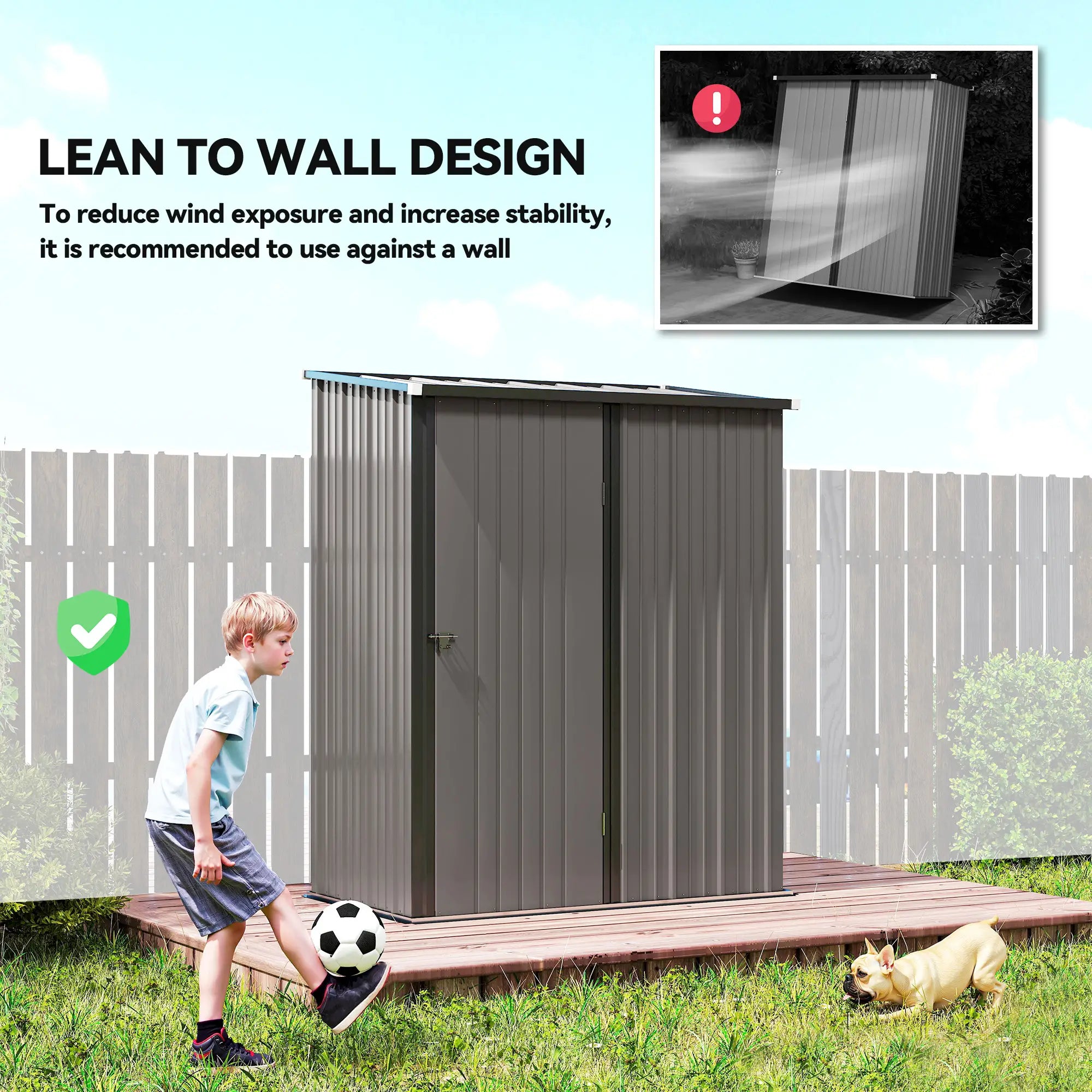 5' x 3' Outdoor Storage Shed, Steel Garden Shed, Lockable Door, Light Grey Sheds at Gallery Canada