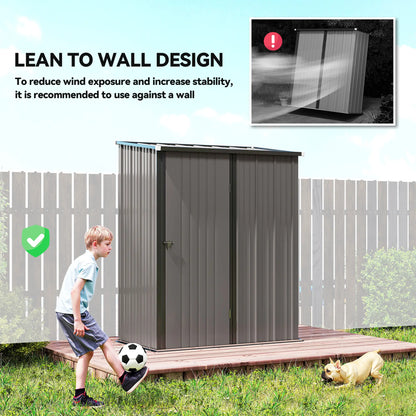 5' x 3' Outdoor Storage Shed, Steel Garden Shed, Lockable Door, Light Grey Sheds at Gallery Canada