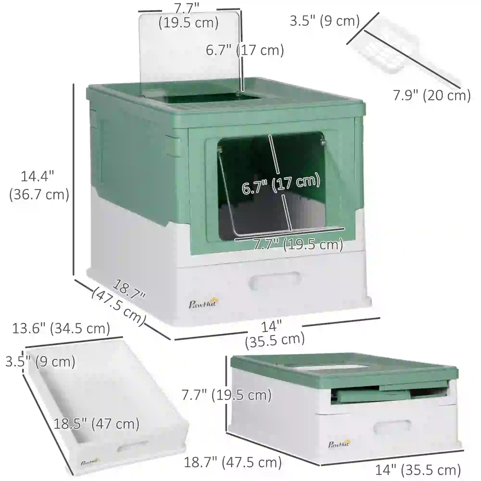 Enclosed Kitty Litter Box, Large, With Scoop, Tray, Green Cat Litter Box Enclosures at Gallery Canada