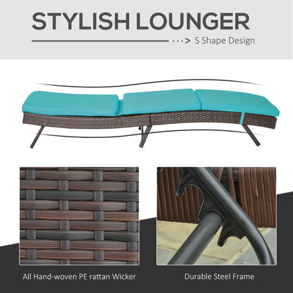 Wicker Patio Lounger, Outdoor Recliner, 5-Level Adjustable Backrest, Turquoise Chaise Loungers at Gallery Canada