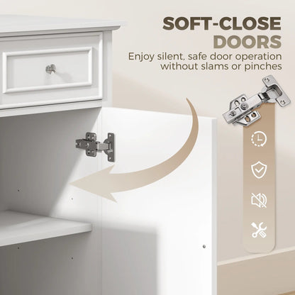 54" Sideboard Buffet Cabinet, Soft-Close Doors, 3 Drawers, White Bar Cabinets at Gallery Canada