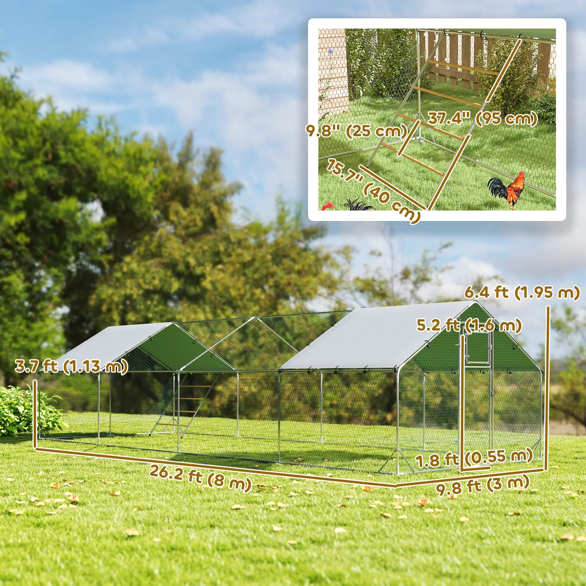 Large Metal Chicken Run With Waterproof Cover, Feeding Door, Perch Chicken Coops at Gallery Canada