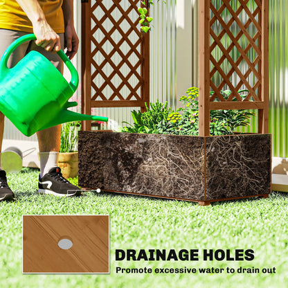 Lit de jardin surélevé en bois avec treillis et toit suspendu, orange