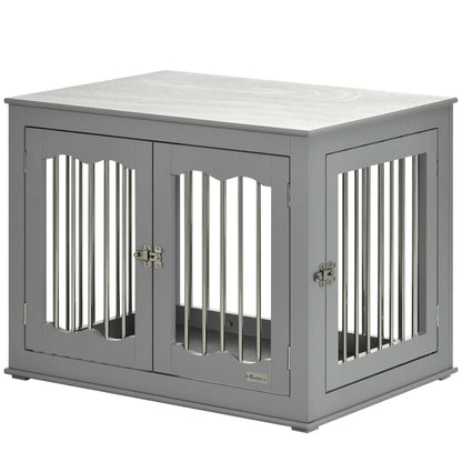 Dog Crate Furniture, Three Doors, Locks, Indoor, Medium, Grey Houses, Kennels & Pens Grey at Gallery Canada