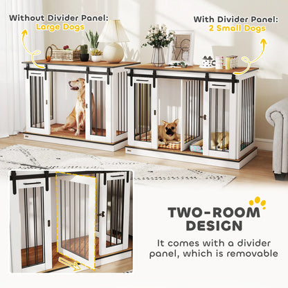47in Wooden Dog Crate Furniture with Divider Panel, TV Stand, White Houses, Kennels & Pens at Gallery Canada