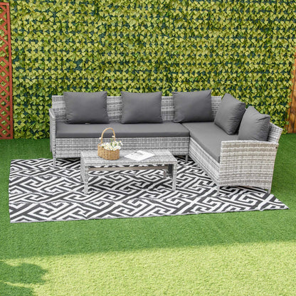 Reversible Outdoor RV Rug, Patio Floor Mat, 6' x 9', Black & White Outdoor Reversible Rugs at Gallery Canada