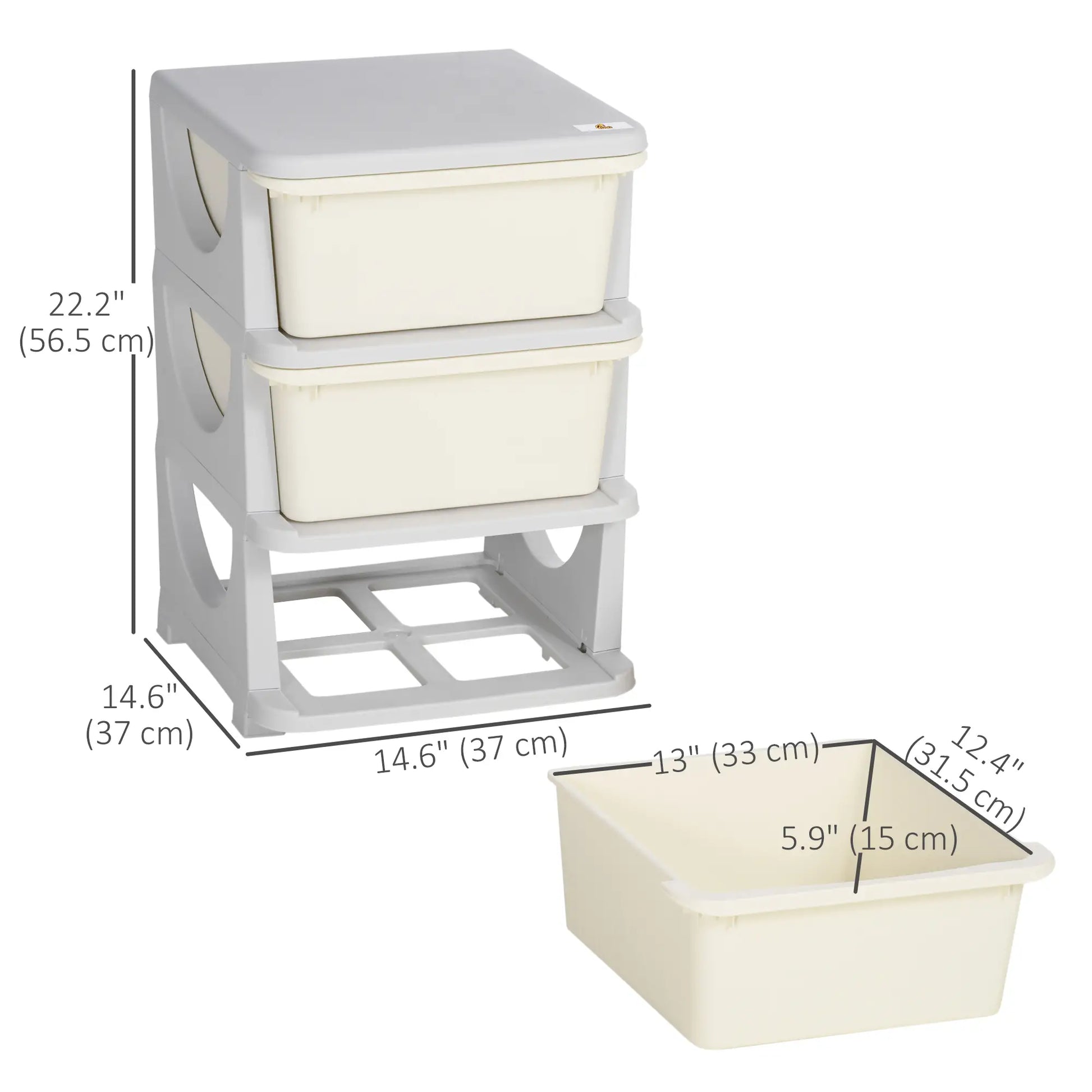 3 Tier Kids Toy Organizer, 3 Plastic Drawers, Cream White Baby & Kids Storage at Gallery Canada