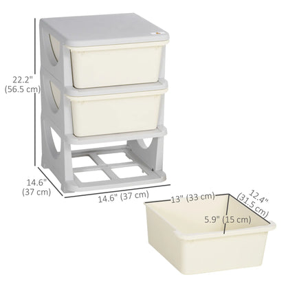 3 Tier Kids Toy Organizer, 3 Plastic Drawers, Cream White Baby & Kids Storage at Gallery Canada