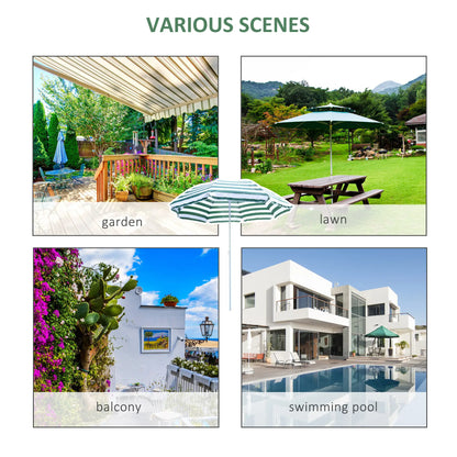 6FT Round Beach Umbrella, Tilt Mechanism, UV Protection, Striped, Green Beach Umbrellas at Gallery Canada