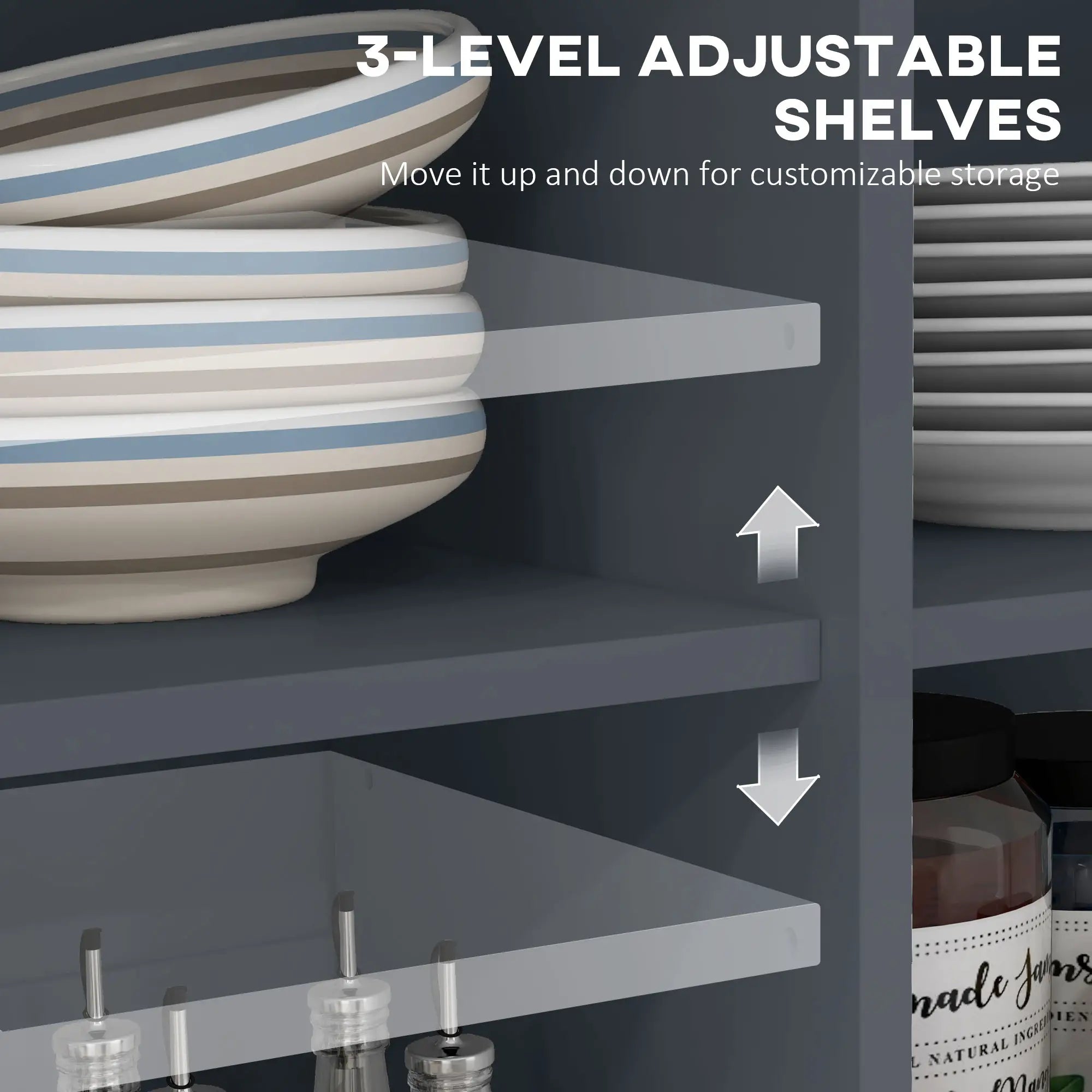 Kitchen Island with Drop Leaf, 2 Drawers, Adjustable Shelves, Dark Grey Kitchen Islands & Kitchen Carts at Gallery Canada