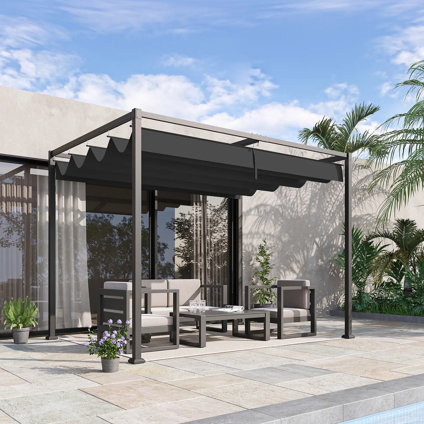 Pergola Shade 10x7, Modern Outdoor Shelter, Black Pergolas at Gallery Canada