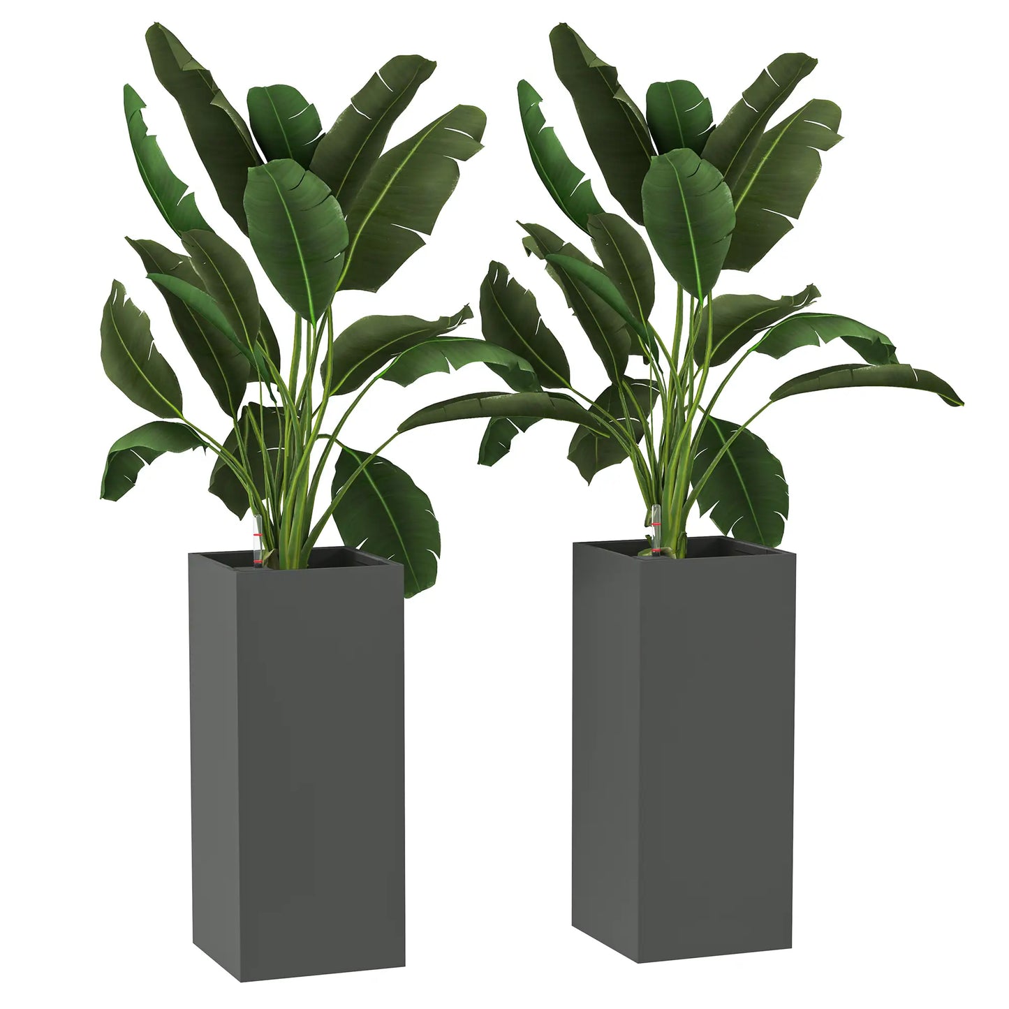 2 Pack 26 Inch Plastic Planter Box, Water Level Indicator, Dark Grey Garden Accessories at Gallery Canada