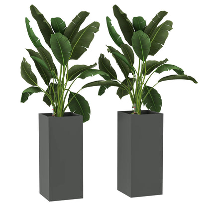 2 Pack 26 Inch Plastic Planter Box, Water Level Indicator, Dark Grey Garden Accessories at Gallery Canada