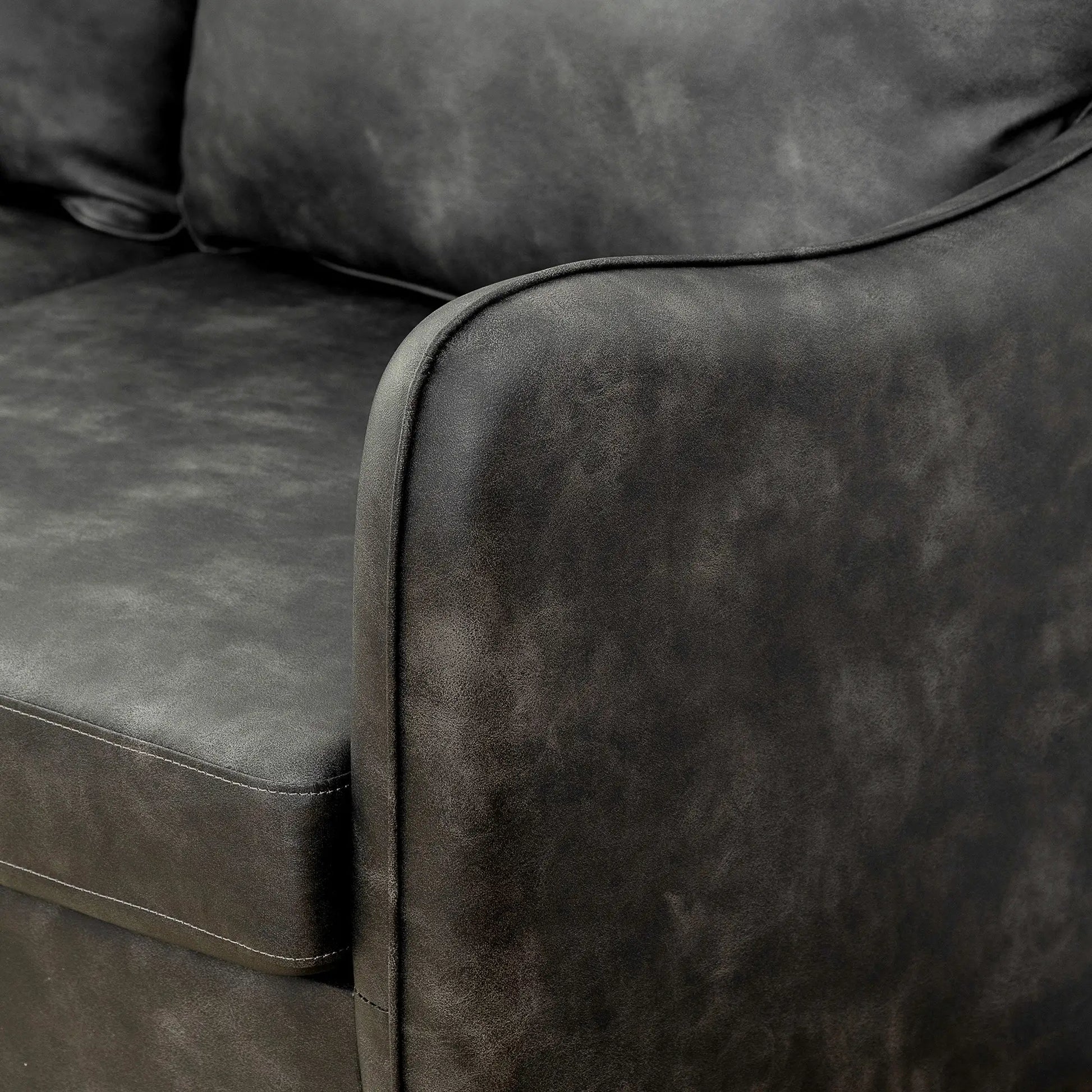 55" Loveseat Sofa, 2 Seater with Wood Legs, PU Leather, Grey 2-Seater Sofas at Gallery Canada