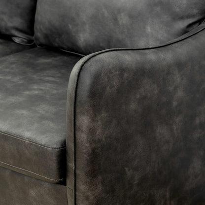 55" Loveseat Sofa, 2 Seater with Wood Legs, PU Leather, Grey 2-Seater Sofas at Gallery Canada