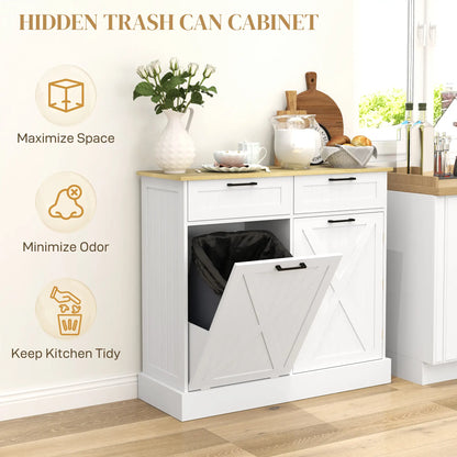 10 Gallon Hidden Garbage Bin Cabinet, Tilt Out Trash, White Bar Cabinets at Gallery Canada