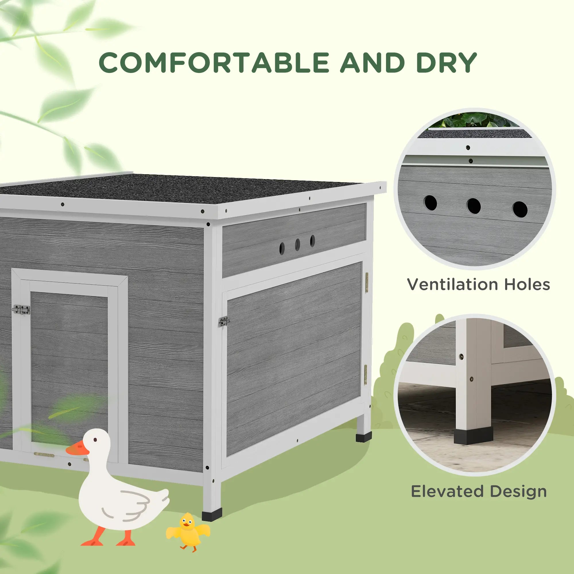 Wooden Duck Coop, Rabbit Hutch With Openable Roof, Removable Floor, Grey Chicken Coops at Gallery Canada