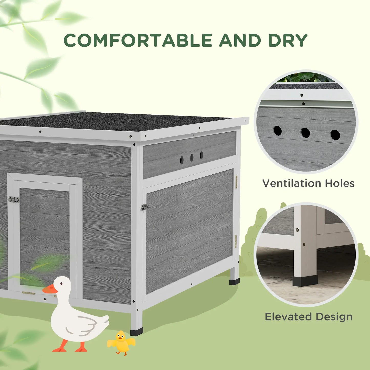 Wooden Duck Coop, Rabbit Hutch With Openable Roof, Removable Floor, Grey Chicken Coops at Gallery Canada