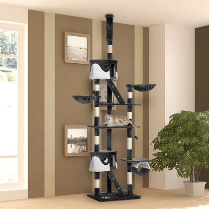 94"-102" Floor to Ceiling Cat Tree, Multi-Level Play House, Scratching Post Floor to Ceiling Cat Trees at Gallery Canada
