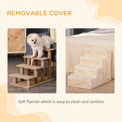 4-Step Dog Ramp for Sofa, Bed, Couch, Removable Cover, Beige Dog Stairs at Gallery Canada