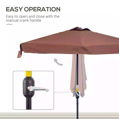 7.5ft Half Umbrella, Crank Handle, Top Vent, Coffee Sun Umbrellas at Gallery Canada