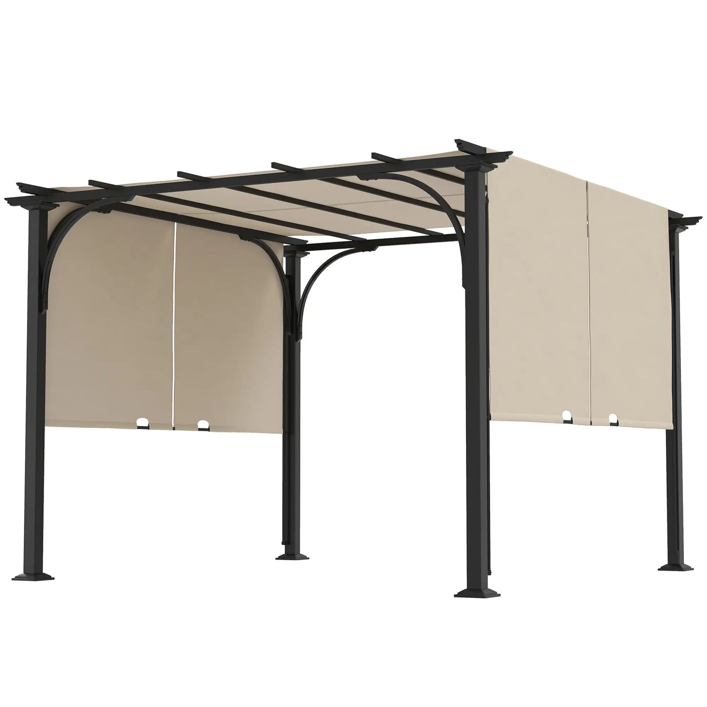 10' x 10' Outdoor Pergola, Steel Frame, Beige Pergolas at Gallery Canada