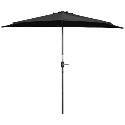 9ft Half Round Outdoor Umbrella, Patio Sun Shade, 5 Ribs, Black Sun Umbrellas Black at Gallery Canada
