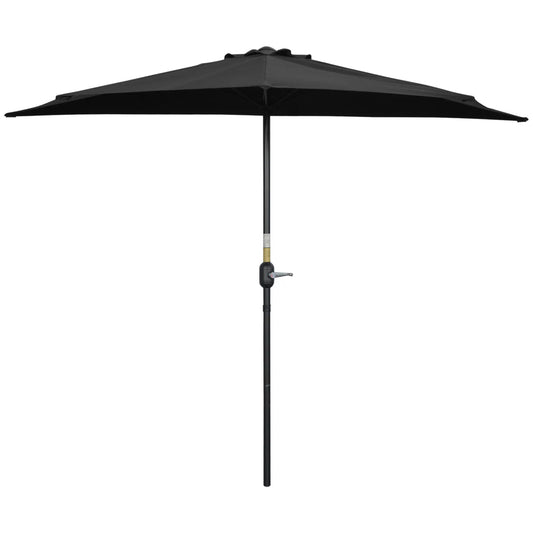 9ft Half Round Outdoor Umbrella, Patio Sun Shade, 5 Ribs, Black Sun Umbrellas Black at Gallery Canada
