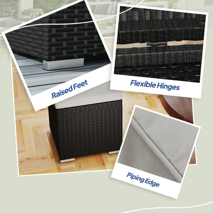 2 Wicker Outdoor Ottomans with Storage, Removable Cushion, Grey Patio Furniture Sets at Gallery Canada