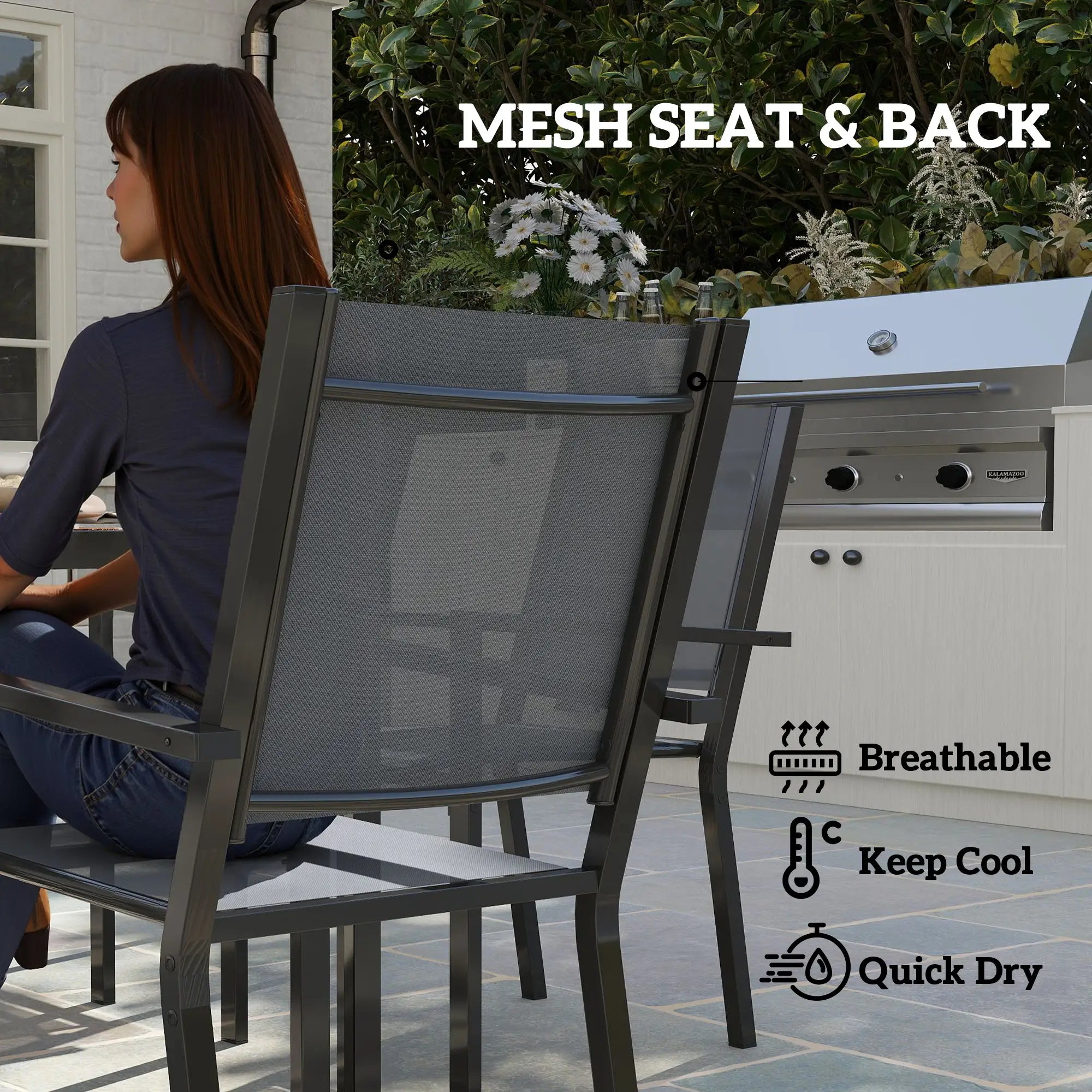 7-Piece Outdoor Dining Set, 6 Stackable Chairs, Rectangle Table, WPC Top Outdoor Dining Sets at Gallery Canada