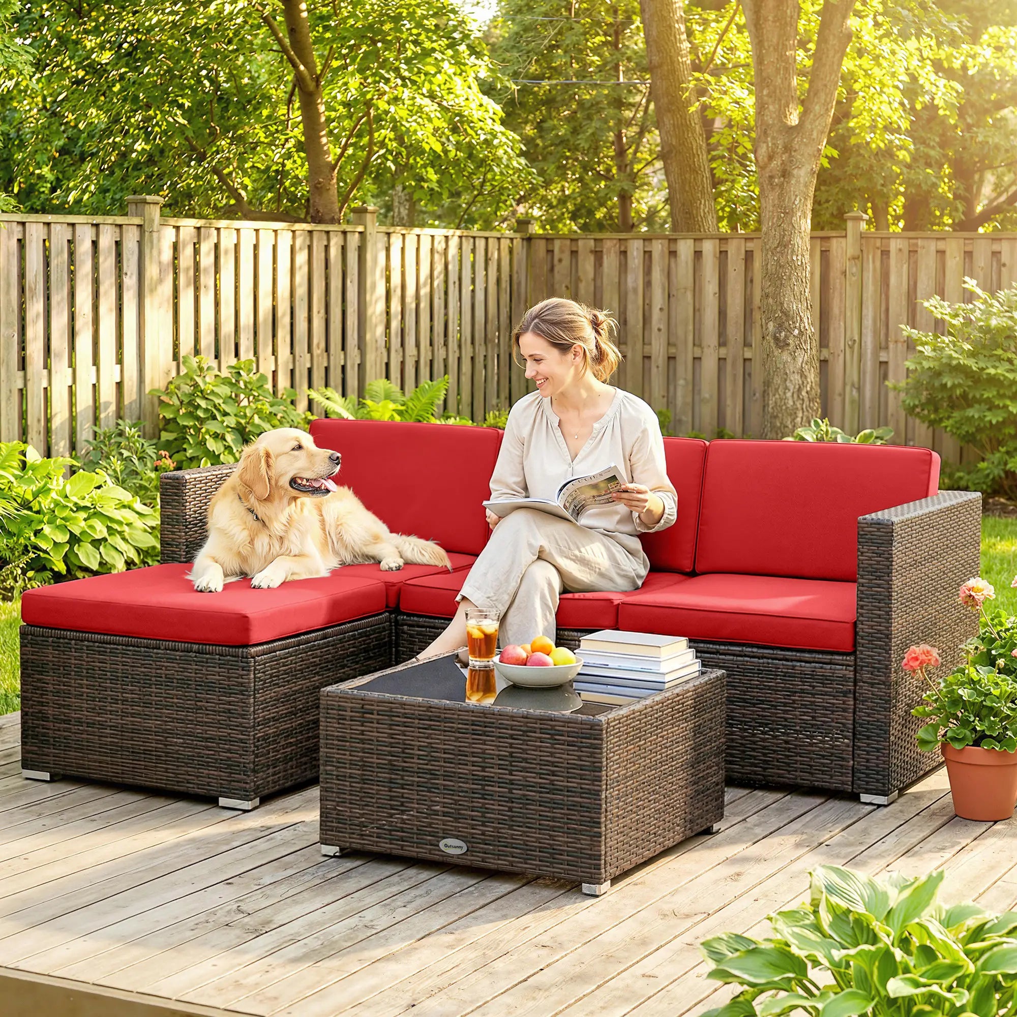 3-Piece Patio Furniture Set, Outdoor PE Rattan Wicker Sofa, Glass Top Table Patio Furniture Sets at Gallery Canada
