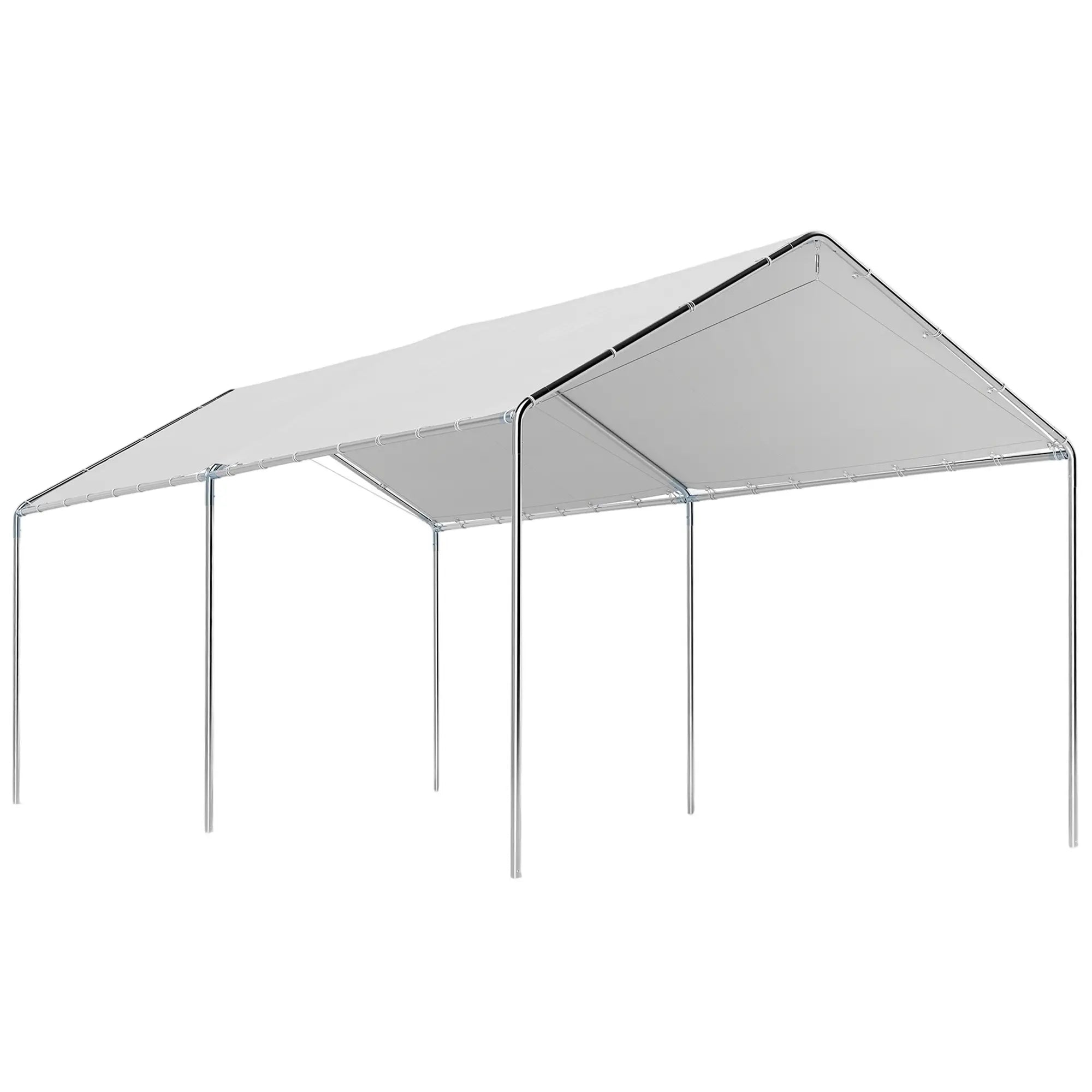 10' x 20' Heavy Duty Galvanized Carport Canopy, Anchor Kit, White Car Shelters Silver Frame, White Cloth at Gallery Canada