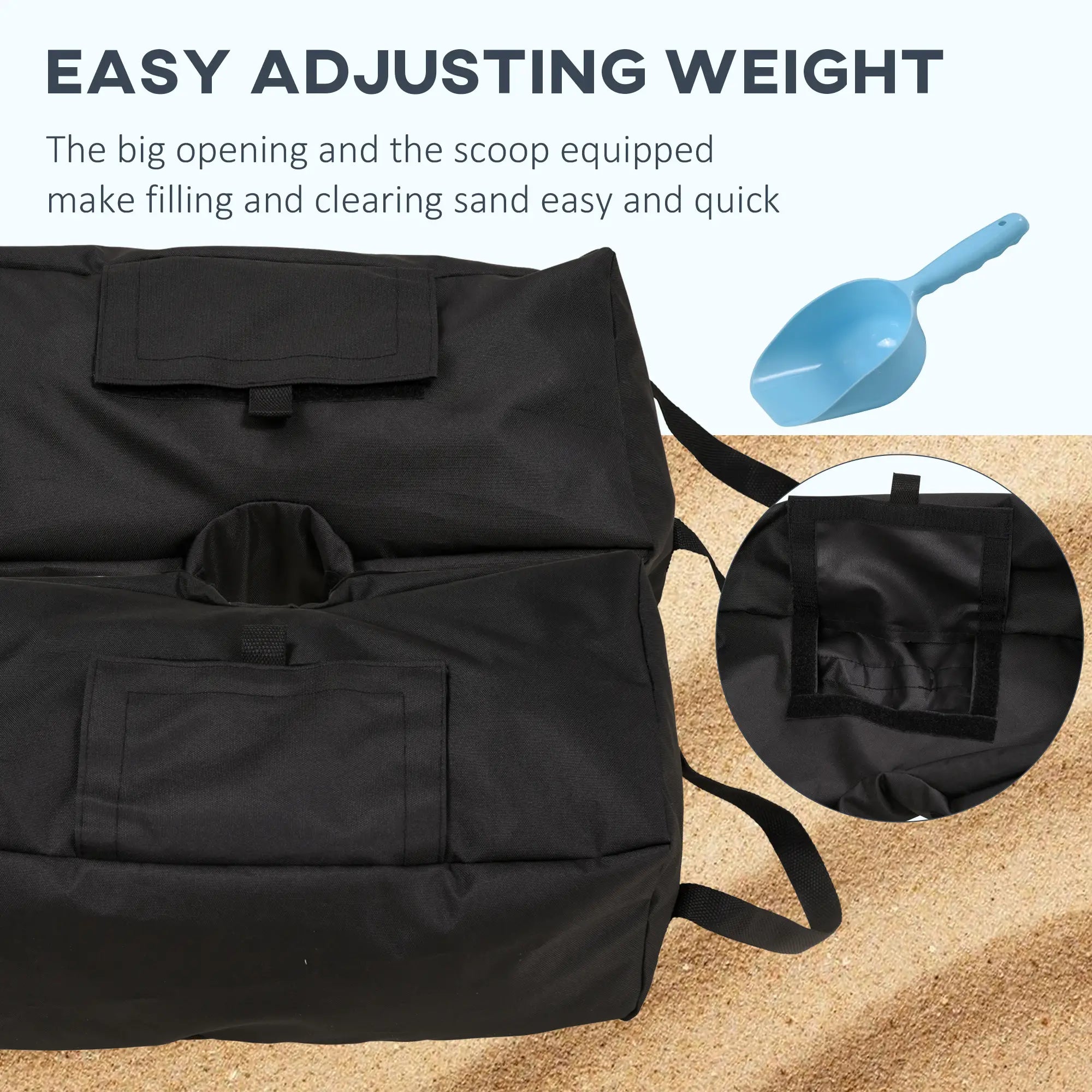 2pc Umbrella Base, 55lbs, Weight Bag With Scoop, Black Umbrella Bases at Gallery Canada