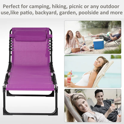 Outdoor Folding Lounge Chair, 4-Level Adjustable, Purple Lounger Chairs at Gallery Canada