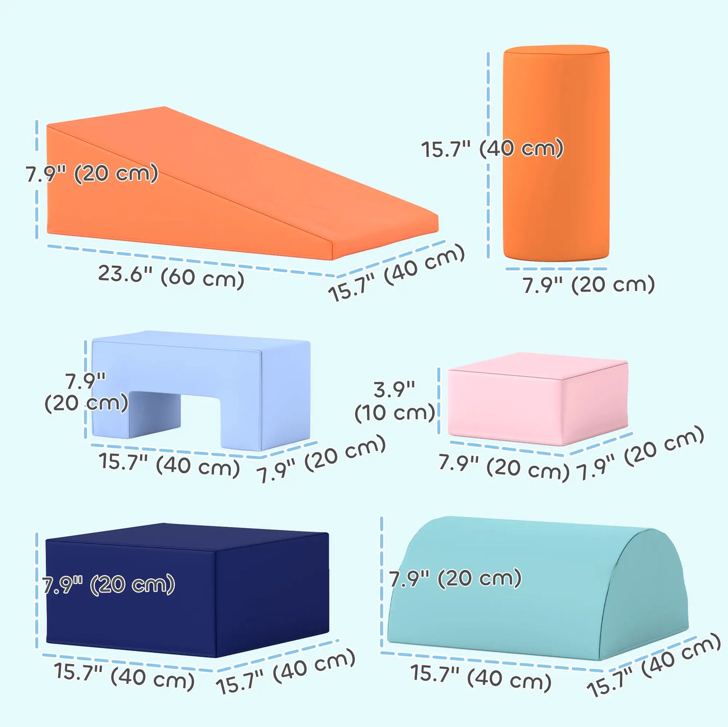 6 Piece Soft Play Equipment, 6-72 Months, Blue, Orange Baby Gym & Playmats at Gallery Canada