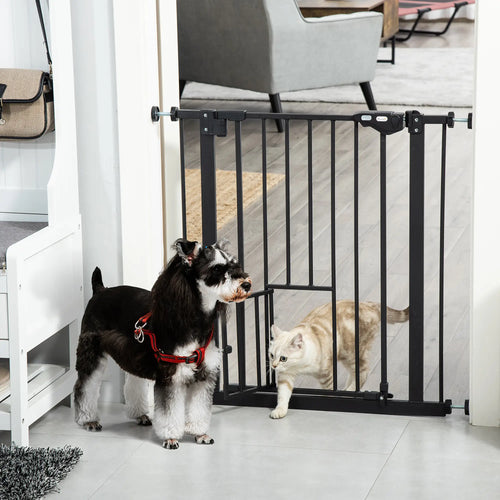 Retractable Gate, Extra Wide 29-32 Inch, Press-Mounted with Cat Door