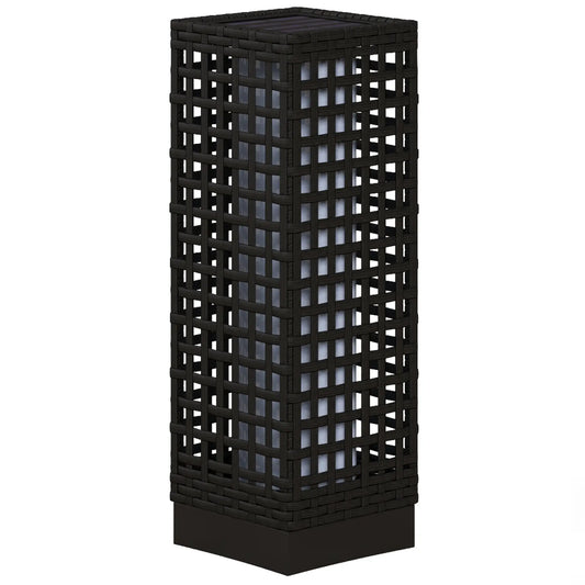 Wicker Solar Outdoor Lamp, Auto On/Off LED, IP44, Black Solar Post Lamps Black at Gallery Canada