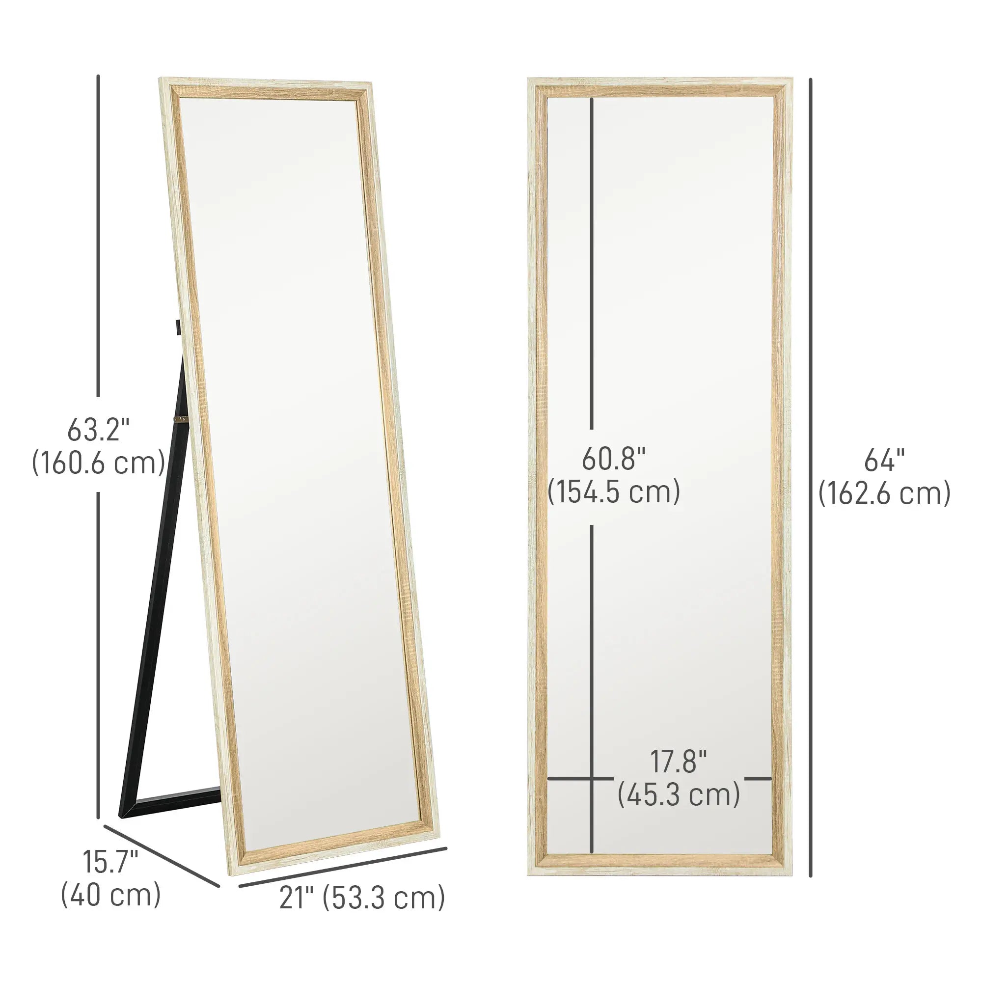 Floor Standing Mirror, Full Length, Dark Wood Grain Frame Full Length Mirrors at Gallery Canada