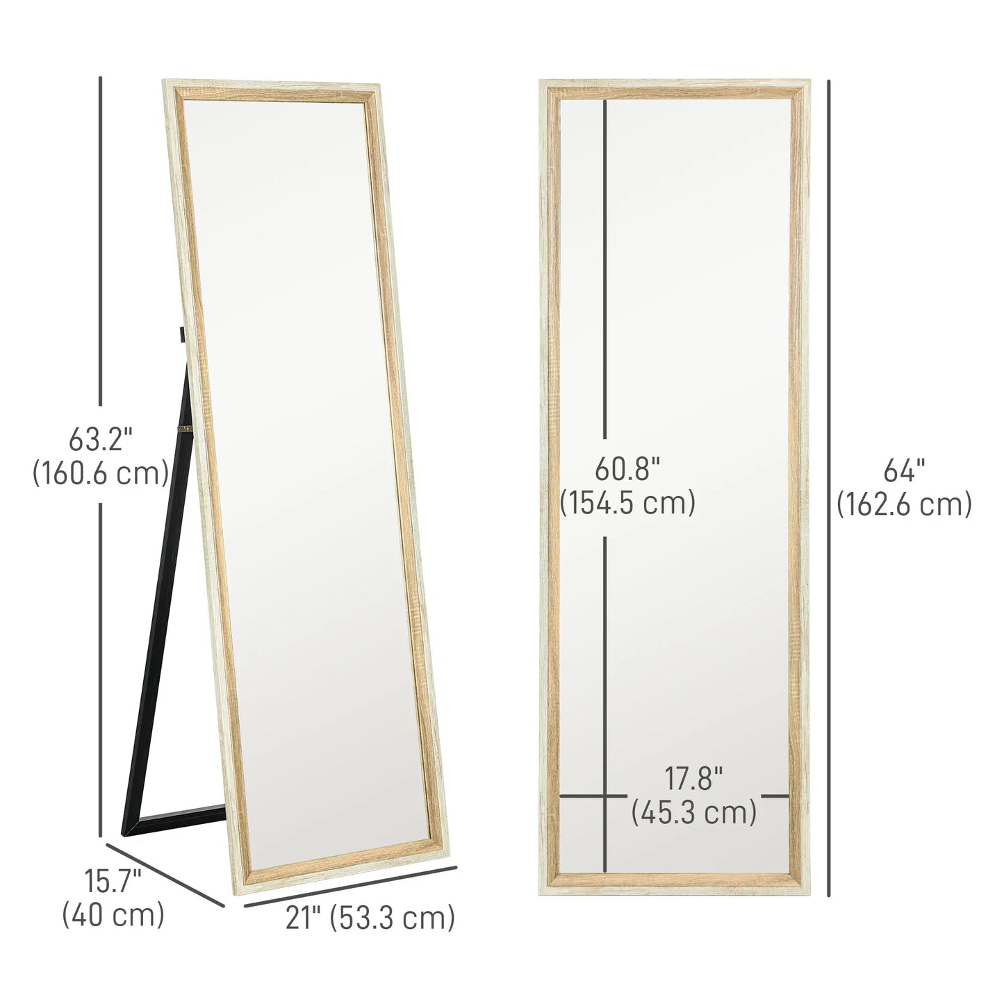 Floor Standing Mirror, Full Length, Dark Wood Grain Frame Full Length Mirrors at Gallery Canada