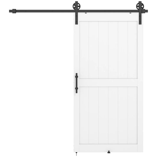 Porte de grange 42inx84in, kit de quincaillerie coulissante 7FT, blanc