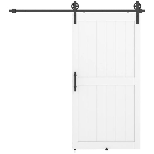 42inx84in Barn Door, 7FT Sliding Hardware Kit, White