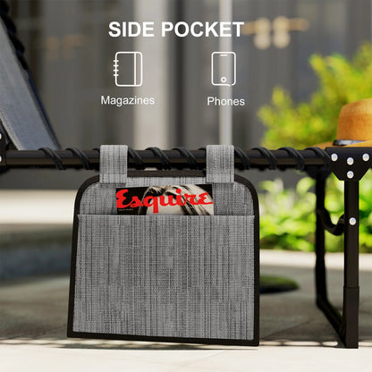 Outdoor Folding Chaise Lounge, Adjustable Backrest, Removable Pillow, Mixed Grey, Grey