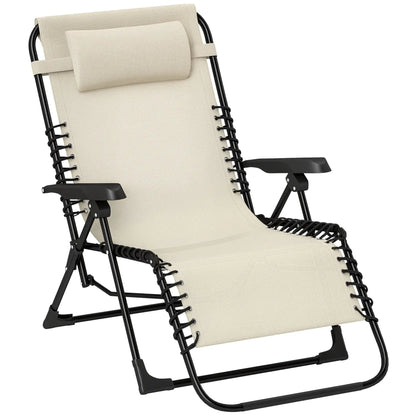 Folding Zero Gravity Chair, 5-Position Adjustable Outdoor Recliner, Beige Lounger Chairs at Gallery Canada
