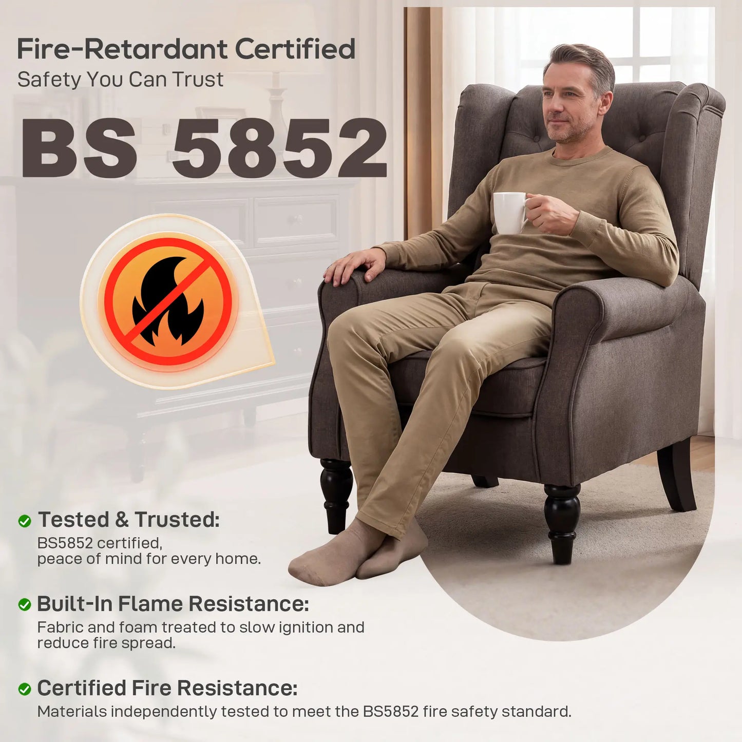 Fabric Accent Chair, Button Tufted Armchair, Wingback, Brown Single Sofas at Gallery Canada