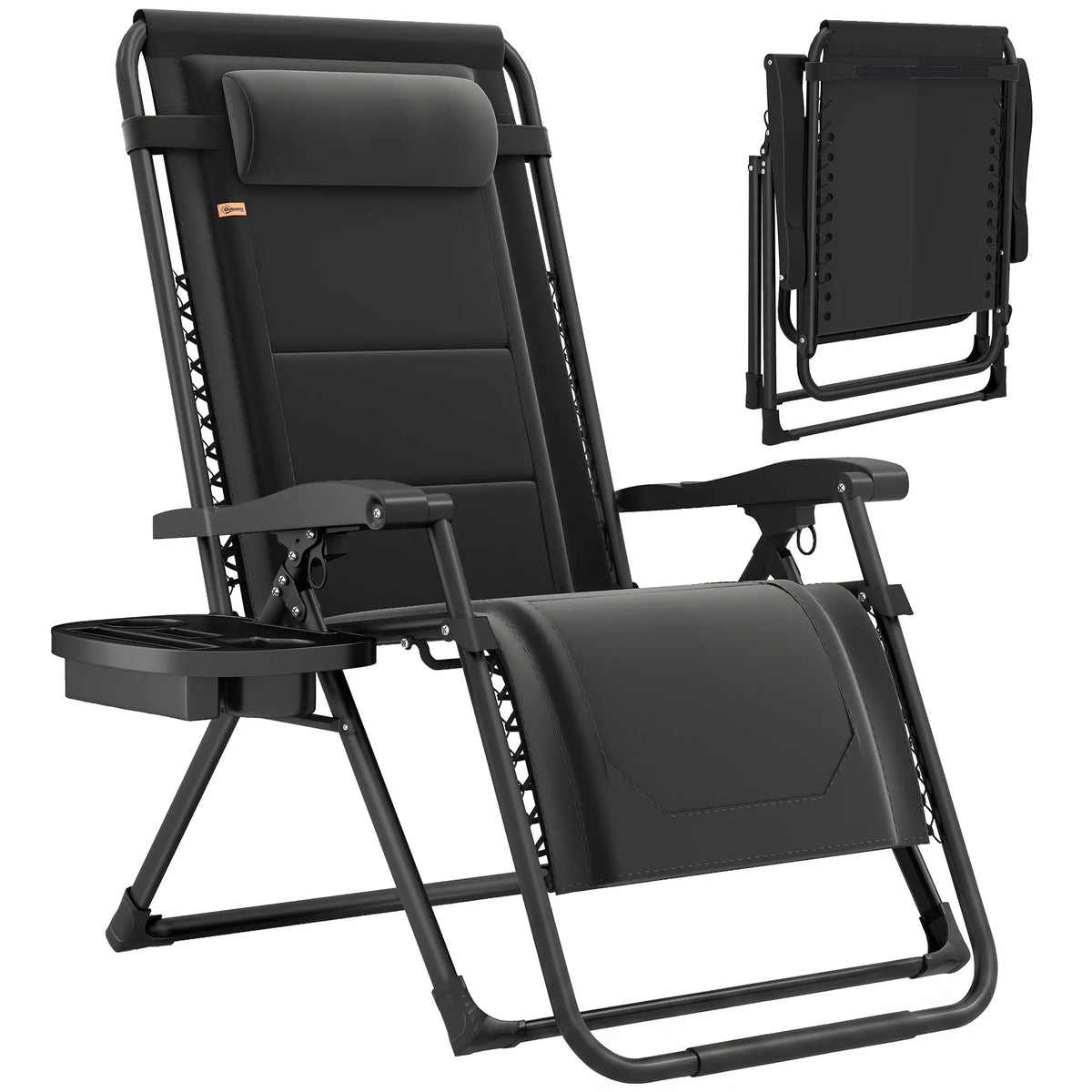 Zero Gravity Chair, Reclining Outdoor Lounger, 400 LBS Capacity, Black Lounger Chairs at Gallery Canada
