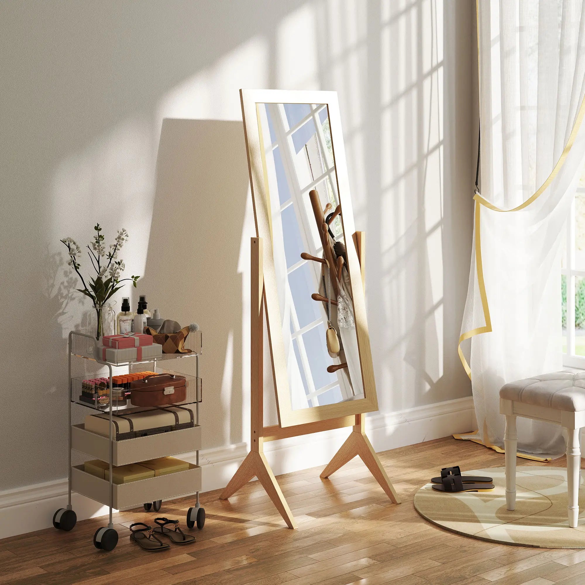 Adjustable Angle Full Length Mirror, Oak Full Length Mirrors at Gallery Canada