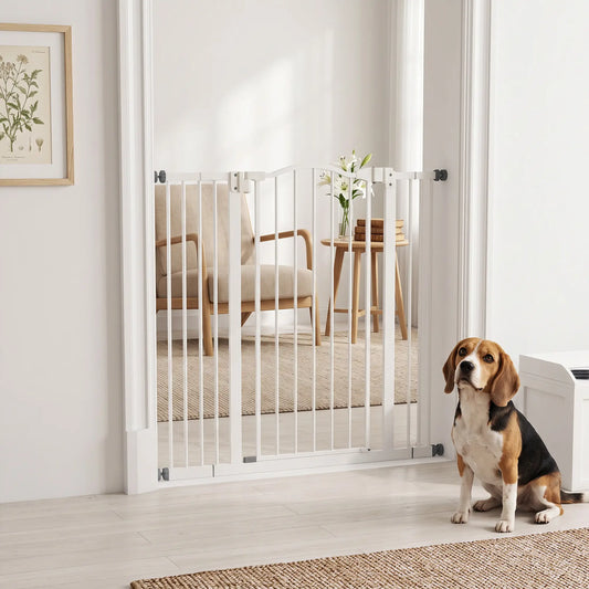 Extra Tall Dog Gate with Door, Pressure Fit, Auto Close, 29-39 Inches, White Houses, Kennels & Pens White at Gallery Canada