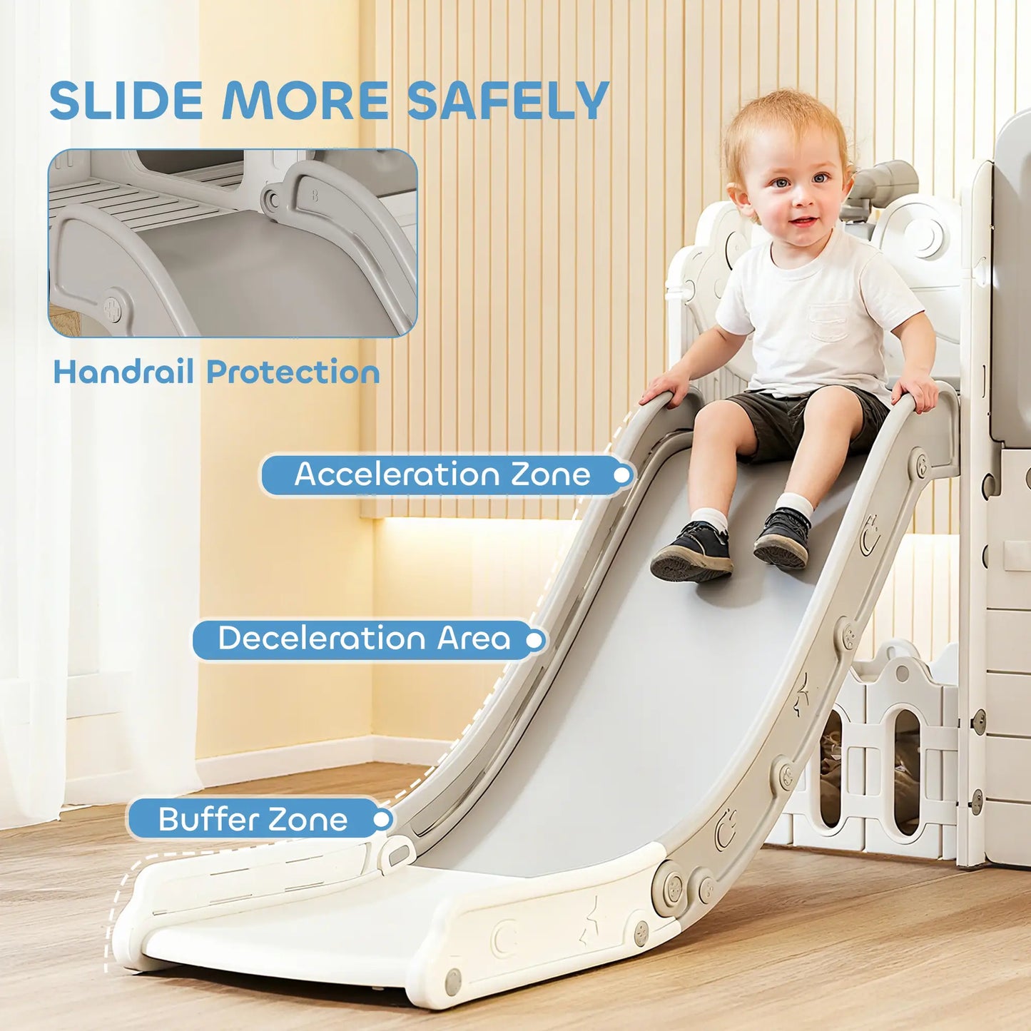 7-in-1 Toddler Slide Climber Playset with Playhouse, Basketball Hoop, Grey Gym Sets & Swings at Gallery Canada