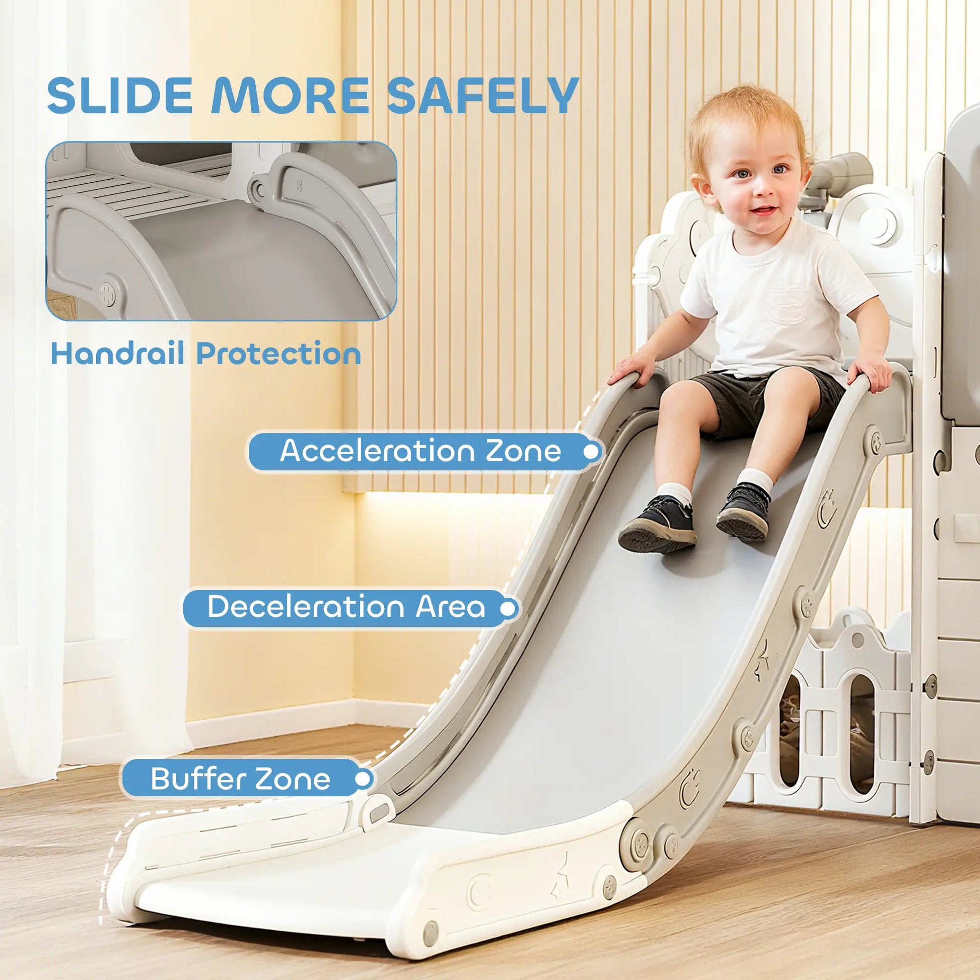 7-in-1 Toddler Slide Climber Playset with Playhouse, Basketball Hoop, Grey Gym Sets & Swings at Gallery Canada